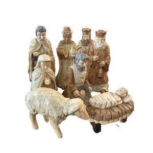 Autom Christmas 8-pc Nativity Figurines Hand Painted Resin Manger scene Catholic